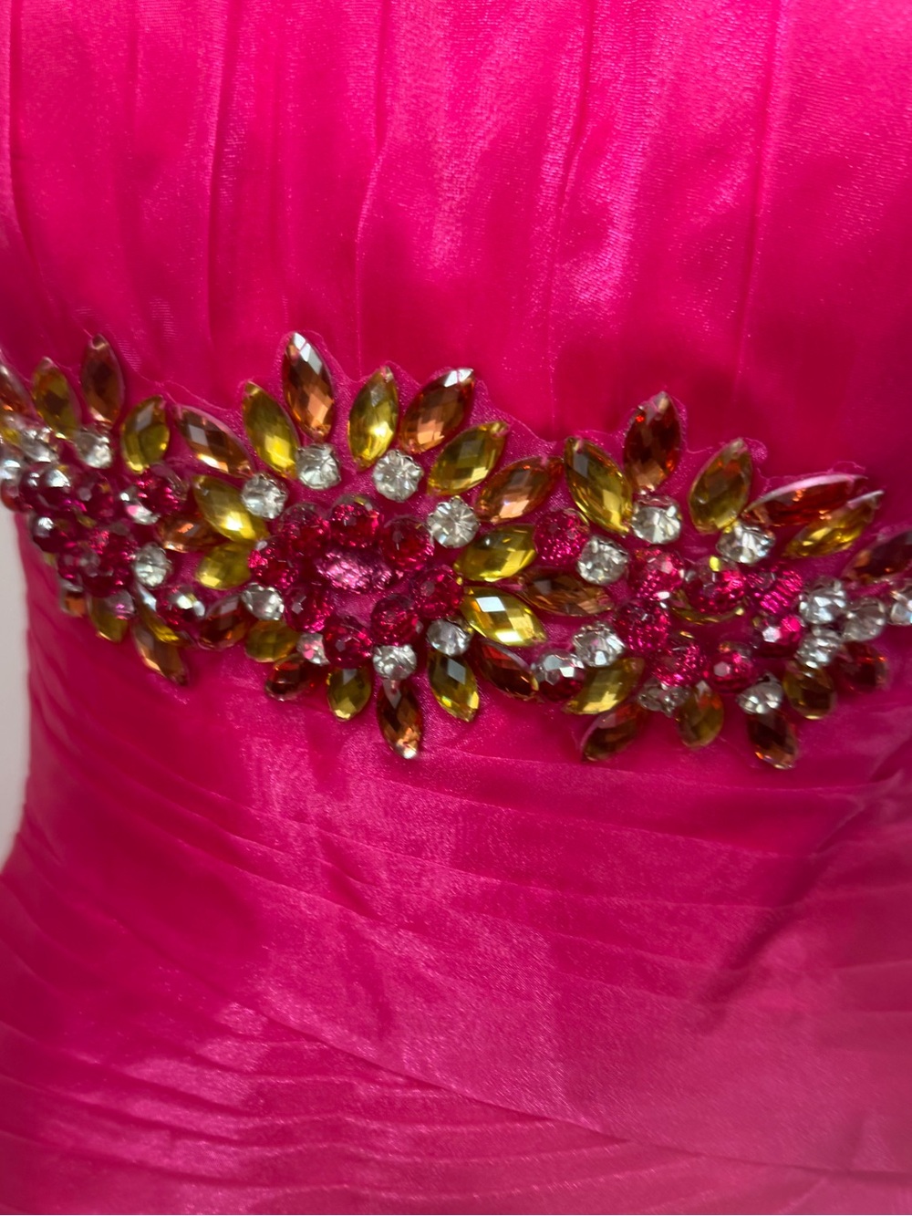 May Queen Couture Vintage Strapless Barbie Hot Pink Beaded Ruffle Gown NWOT 6 - Picture 11 of 16
